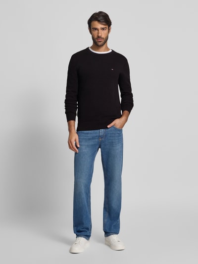 Tommy Hilfiger Regular fit gebreide pullover van zuiver katoen Zwart - 1