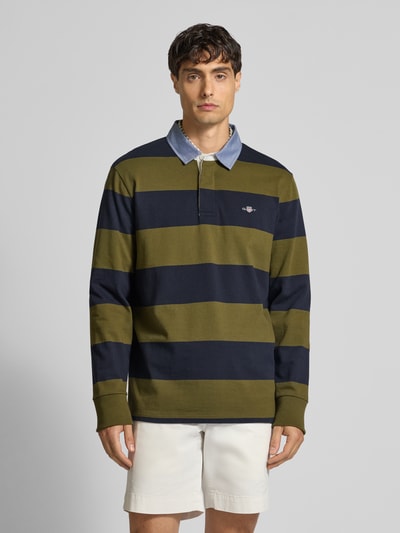 Gant Sweatshirt mit Polokragen Oliv 4