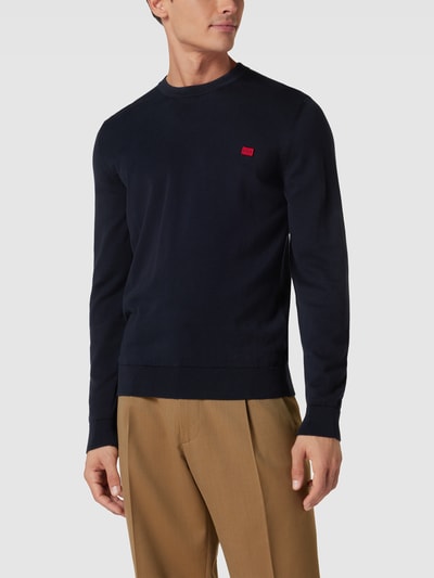 HUGO Strickpullover mit Label-Stitching Modell 'Cassius' Marine 4