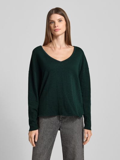 American Vintage Sweter o kroju relaxed fit z dekoltem w serek model ‘Sonoma’ Antracytowy 4