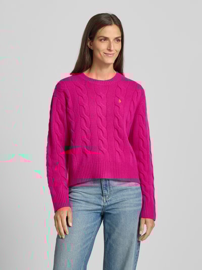 Polo Ralph Lauren Gebreide pullover van een mix van katoen en kasjmier met kabelpatroon Felroze - 4