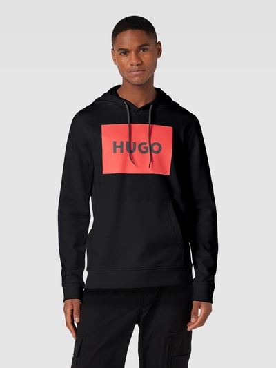 HUGO Hoodie met labelprint, model 'Duratschi' Zwart - 4