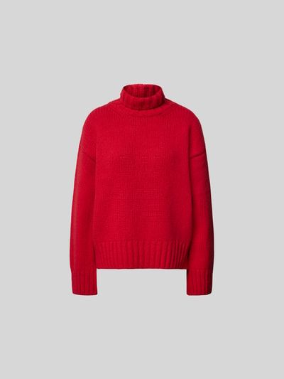 Closed Oversized Wollpullover in Strick-Optik Rot 1