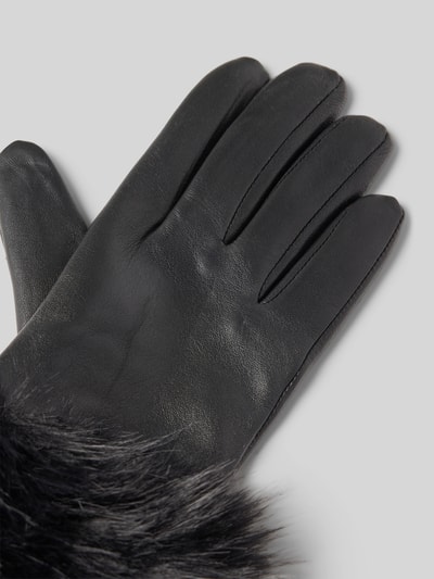 Roeckl Lederhandschuhe aus haarscharf Nappaleder mit Kunstfellbesatz Black 3