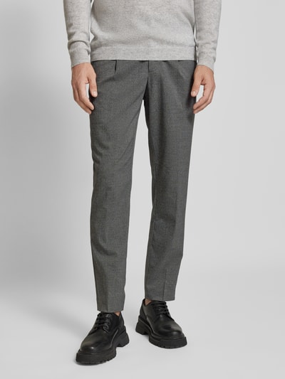 SELECTED HOMME Regular fit broek met bandplooien, model 'LEROY' Antraciet - 4