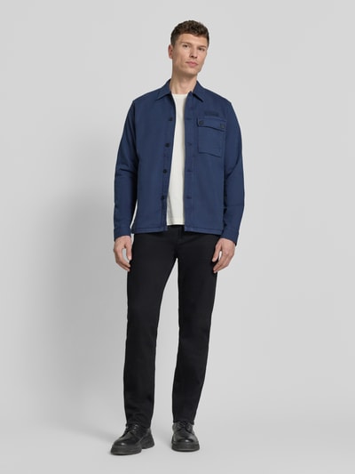 PME Legend Regular Fit Hemdjacke mit Kentkragen und Label-Stitching Marine 1