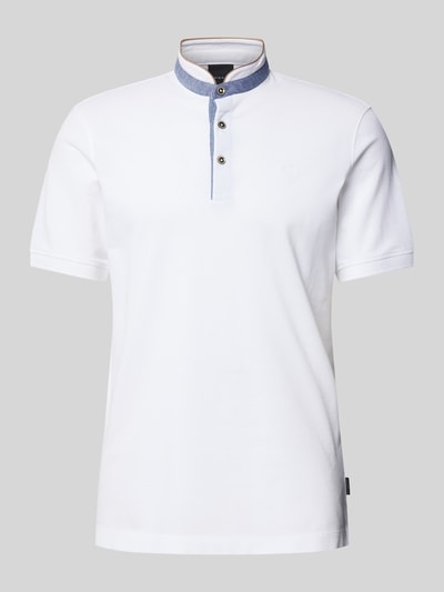 bugatti Regular Fit Poloshirt mit Stehkragen Weiss 1