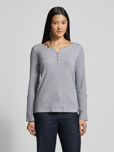 Tom Tailor Serafino-Langarmshirt mit Streifenmuster Marine 4