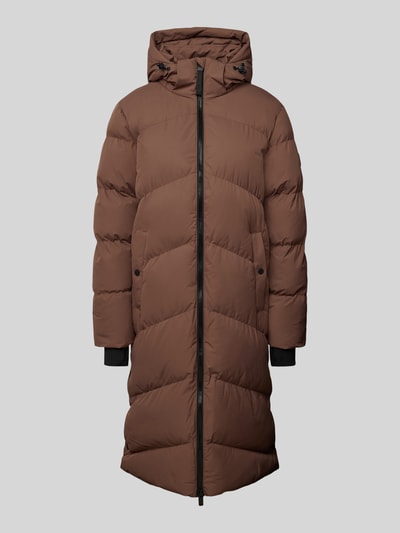 CARS JEANS Płaszcz pikowany z kapturem model ‘HESSYA’ Średniobrązowy 2