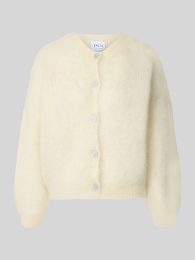 Produktfoto, Loose Fit Strickjacke aus Mohair-Mix Modell 'AMANDA' von VILLA SOPHIE, Optik: Unifarben, Strick, weiche Textur, helle Farbe.