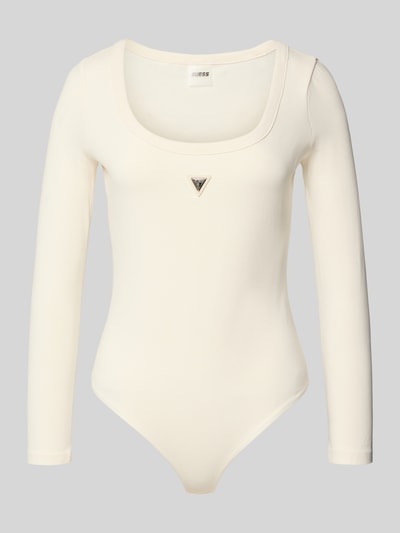 Productfoto, Body met Label-Detail model 'COLETTE' van Guess Activewear, crèmekleur, katoen-elastaanmix, getailleerde pasvorm.