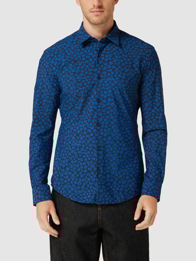 BOSS Slim Fit Freizeithemd mit Allover-Muster Modell 'ROAN' Marineblau 4