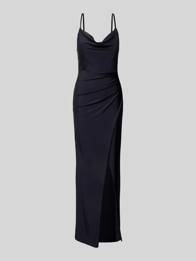 V.M. Abendkleid mit Wasserfall-Ausschnitt Marine 2