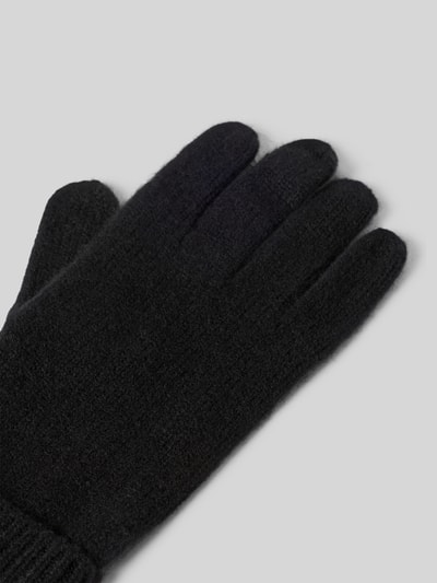 Christian Berg Woman Handschuhe aus reinem Kaschmir mit gerippten Abschlüssen Black 3