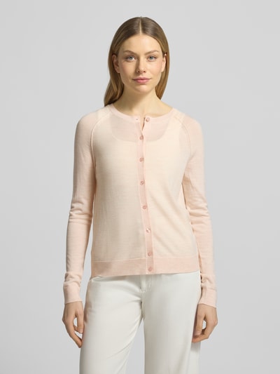 BOSS Regular Fit Strickjacke aus reiner Schurwolle Modell 'FONAMI' Hellrosa Melange 4