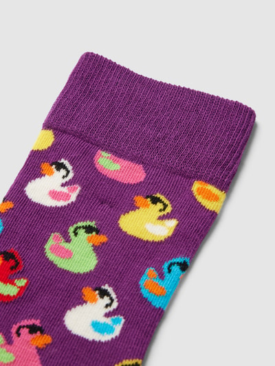 Happy Socks Socken mit Motiv-Print Modell 'RUBBER DUCK' Lila 2