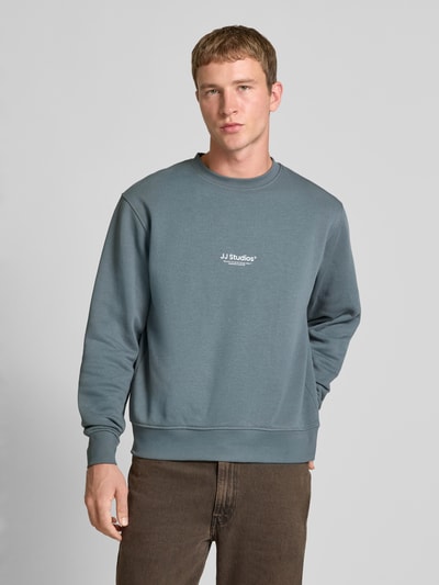 Jack & Jones Sweatshirt met labelprint, model 'SOHO' Blauw - 4