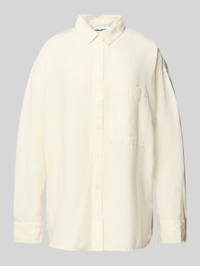 Review Bluse mit überschnittenen Schultern und Brusttasche Offwhite 2