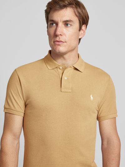 Polo Ralph Lauren Slim Fit Poloshirt mit Logo-Stitching Senf 3