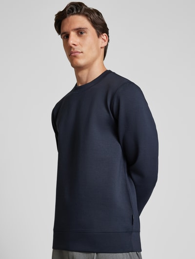 Casual Friday Sweatshirt met ribboorden, model 'Sebastian' Marineblauw - 3