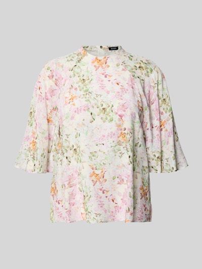 Produktfoto, Blusenshirt aus Viskose Modell 'Brina' von JOOP!, luźny krój, stójka, rękaw 3/4, pastelowe kwiaty, damska moda