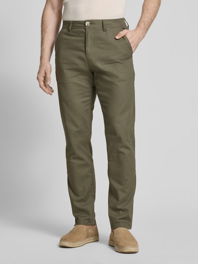 Tom Tailor Relaxed Fit Chino aus Leinen-Baumwoll-Mix Oliv 4