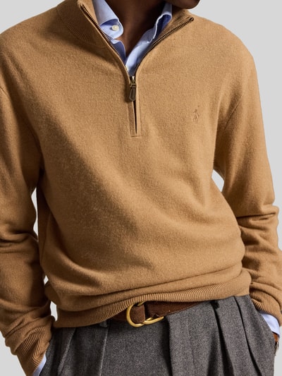 Polo Ralph Lauren Regular Fit Troyer aus reiner Wolle Camel 3