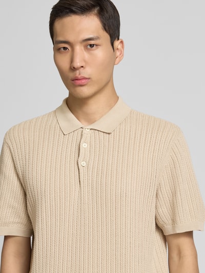 Casual Friday Regular Fit Poloshirt mit Strukturmuster Modell 'Karl' Taupe 3