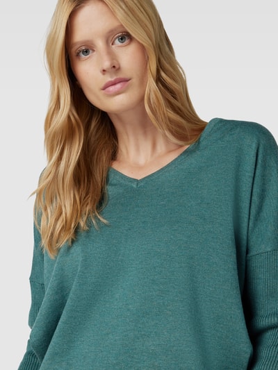 Saint Tropez Gebreide pullover met V-hals, model 'Mila' Flessengroen gemêleerd - 3