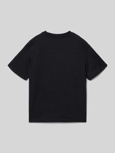 Productfoto, T-shirt met logo-stitching en ronde hals van KARL KANI, puur katoen, recht model, ruglengte maat 134: 55 cm, zwart