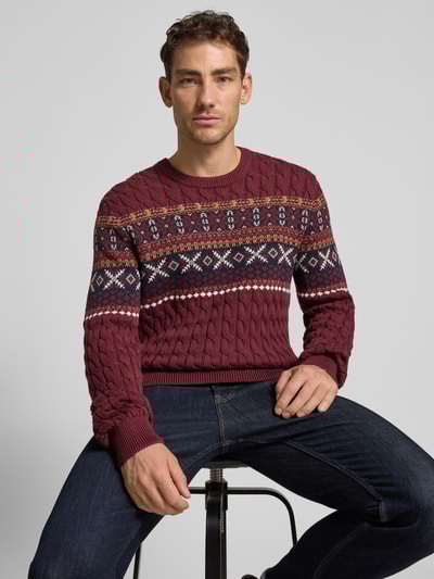 MCNEAL Strickpullover mit gerippten Abschlüssen Bordeaux 3