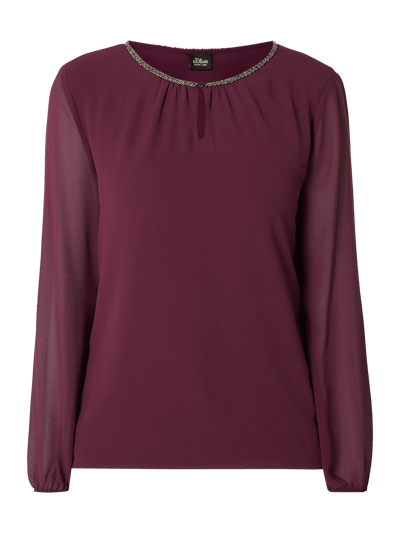 s.Oliver BLACK LABEL Blusenshirt aus Chiffon mit Zierperlen Aubergine 2