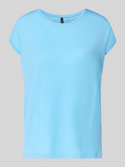 Produktfoto, Relaxed Fit T-Shirt aus Lyocell-Mix Modell 'AVA' von Vero Moda, melierte Optik in Hellblau, kurzer Ärmel mit fixiertem Umschlag