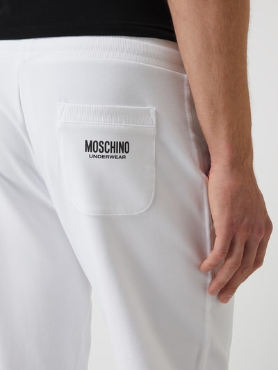 Moschino Swim + Underwear Spodnie dresowe z paskiem z logo  Biały 3