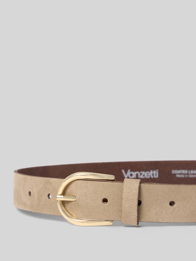 Produktfoto, Ledergürtel mit Dornschließe von Vanzetti aus echtem Leder in Beige mit goldfarbener Schließe, Breite 3 cm, Textur weich und matt
