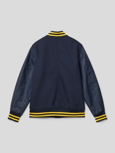 Jack & Jones Collegejack met ribboorden, model 'COLLEGE' Marineblauw - 3