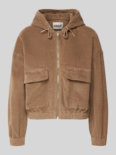Produktfoto, Oversized Bomberjacke aus Baumwoll-Mix Modell 'KENZIE' von ONLY, sztruks, jednolity kolor, zamek błyskawiczny, kieszenie z przodu.