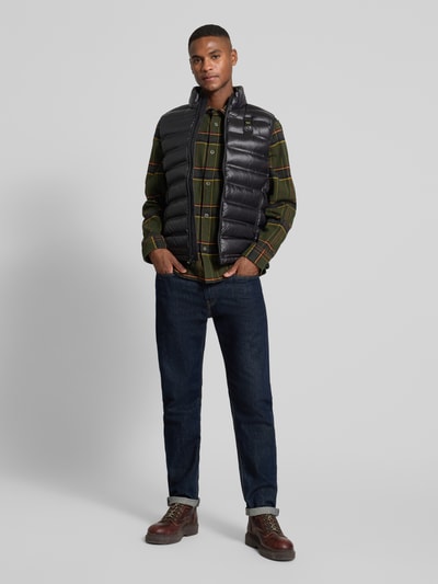 Blauer Usa Steppweste mit Stehkragen und Zweiwege-Reißverschluss Black 1