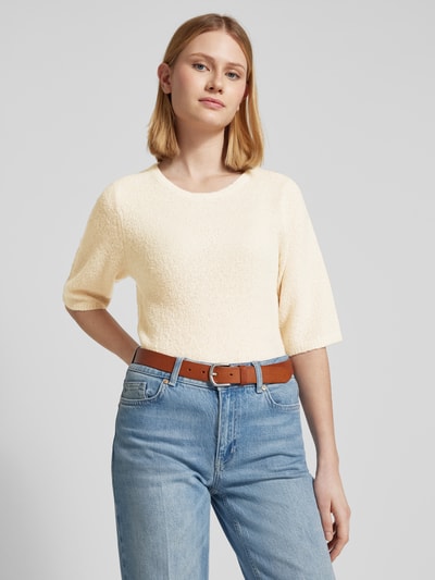 (The Mercer) N.Y. Strickpullover mit gerippten Abschlüssen Sand Melange 3