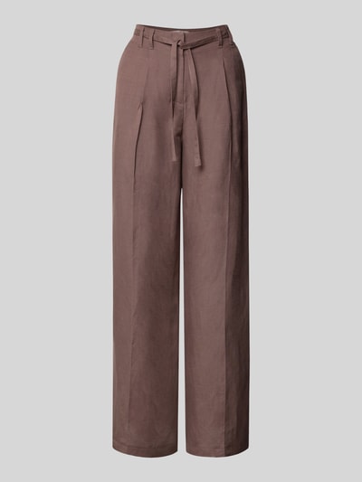 Produktfoto, Wide Leg Hose aus Leinen-Mix mit Gürtel von Christian Berg Woman Selection in Braun, Damen HOSE mit Viskose-Anteil, Hakenverschluss, Bundweite 38 cm, Innenbeinlänge 80 cm.