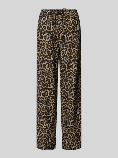 Produktfoto, Regular Fit Weite Hose aus Viskose Modell 'ARIS' von Only mit Optik: Allover-Muster Animal-Print, Tunnelzug, Viskose-Mix, Popeline