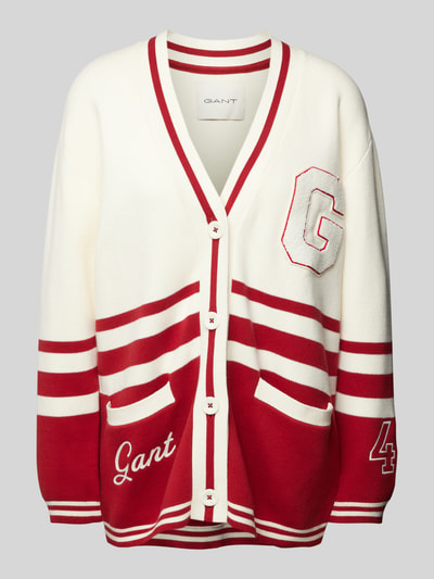 Gant Cardigan mit Label-Stitching Offwhite 2