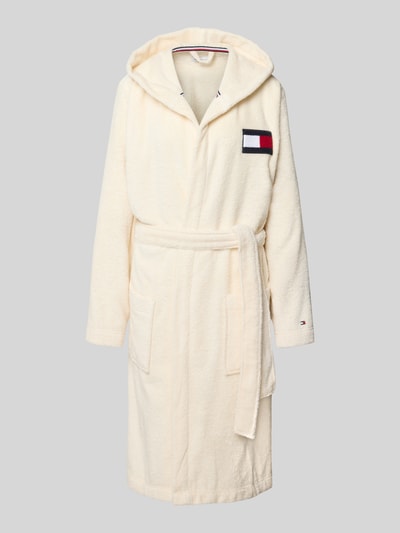 Produktfoto, badjas uit puur katoen van Tommy Hilfiger, crèmekleurig met rechte vormen en zachte textuur, dames badjas