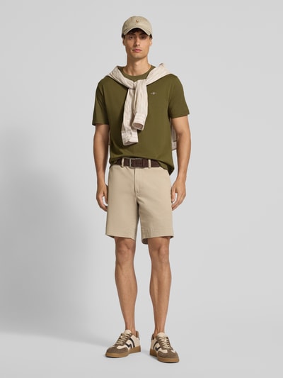 Gant Regular Fit T-Shirt mit Label-Stitching Oliv 1