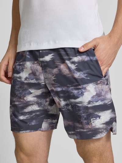 EA7 Emporio Armani Loose fit sweatshorts met labelprint, model 'VENTUS' Middengrijs - 3
