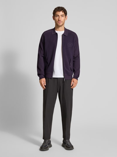 BOSS Green Relaxed Fit Strickjacke aus Viskose-Mix Modell 'HOLE' Lila 1