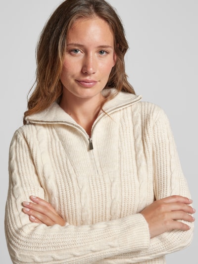 B.Young Gebreide pullover met kabelpatroon, model 'Nopa' Offwhite - 3