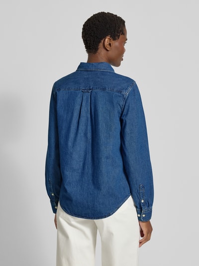 Gant Jeansbluse mit Logo-Stitching und Sportmanschetten Marine Melange 5