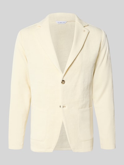 Produktfoto, Regular Fit Cardigan mit Woll-Anteil von Manuel Ritz in Creme, Strick-Optik, Reverskragen, aufgesetzte Taschen, glatte Textur