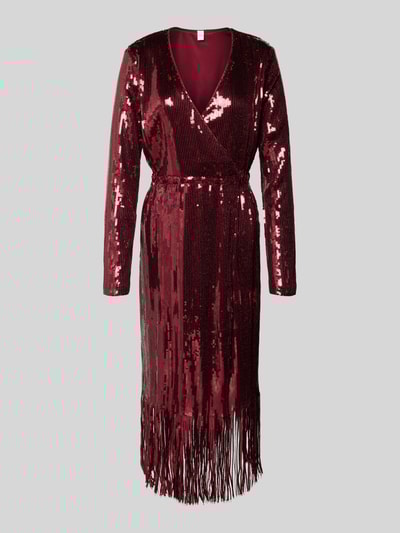 YAS Knielanges Cocktailkleid mit Pailletten Modell 'TIO' Bordeaux 2